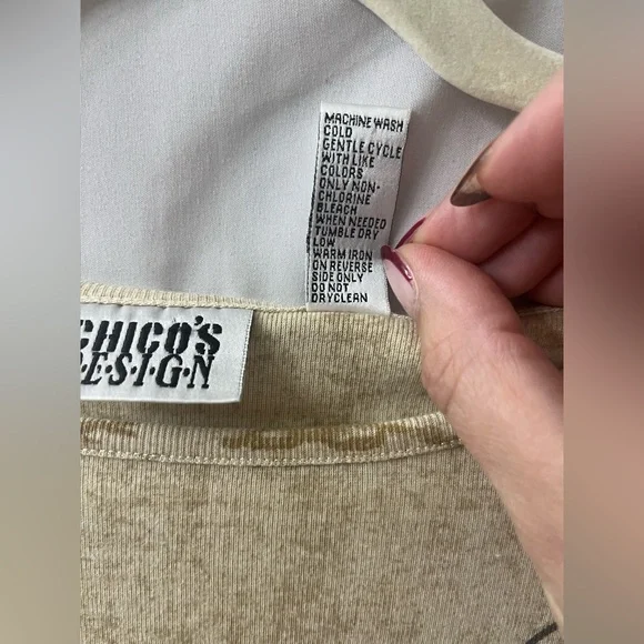 Chico’s Women cream & brown 3/4 sleeve shirt Size 3 (XL). #10248 - Picture 9 of 9